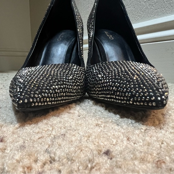 ALDO Nirema Rhinestone Stiletto Pump Pewter Silver and Black Size 6 - Picture 10 of 11